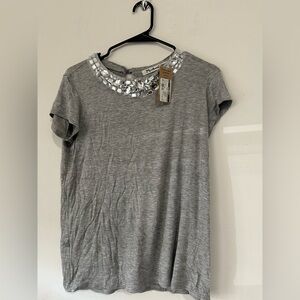 Michael Stars Gray Short Sleeve Top with Embellishments